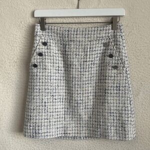 J Crew Tweed Skirt Womens Size 0 White